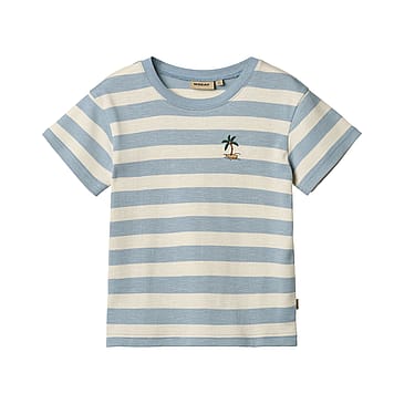 WHEAT T-Shirt Short Sleeve Liam Calm Blue Stripe Str 128/8 år