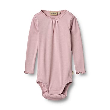 WHEAT Rib Body Long Sleeve Lotta Lavender Mist Str 92/2 år