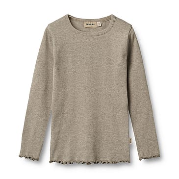 WHEAT T-Shirt Long Sleeve Ida Gravel Melange Str 122/7 år
