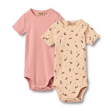 WHEAT Body Short Sleeve Elisa 2-pak Rose Water Flowers Str 92/2 år