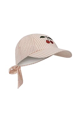 Konges Sløjd Ellie Bow Cap Gots Peony Stripe 2-4 år
