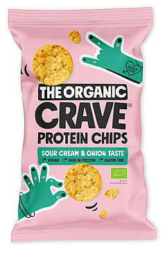 The Organic Crave Økologiske Protein Chip Sour cream og Løg 75 g