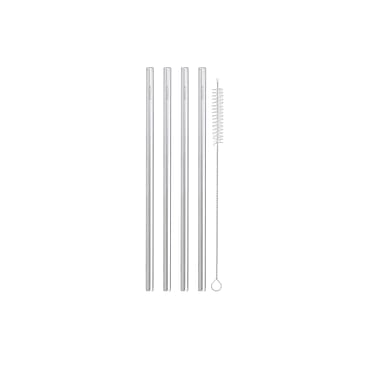 AYA&IDA Smoothie Straw Silver Straight 4-pak