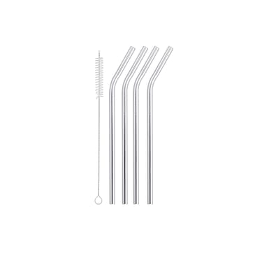 AYA&IDA Smoothie Straw Silver Bent 4-pak