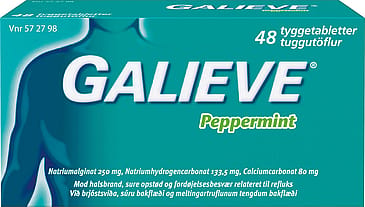 Galieve Peppermint 250 mg/133,5 mg/80 mg, tyggetabletter 48 tabl.