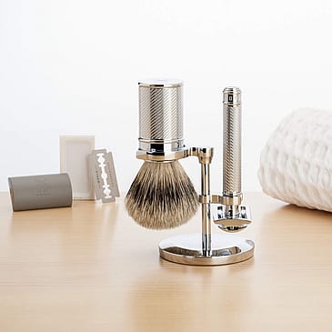 Mühle Shaving Barbersæt med DE-Skraber, holder & kost