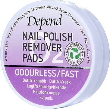 Depend Nail Polish Remover Pads Odourless/Fast