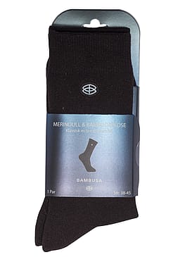 BAMBUSA Merinould Bambusstrømpe Terry Sort 38-45