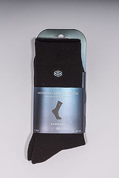 BAMBUSA Merinould & bambusviskose Loose-fit strømpe 1-Pak Sort 38-45