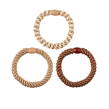 KICKS Beauty Woven Hair Ties 3-pack Brown