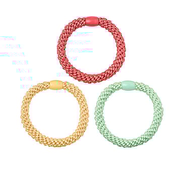 KICKS Beauty Woven Hair Ties 3-pack Electric