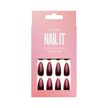 KICKS Beauty Nail It - 24 Press On Nails Ombre Red