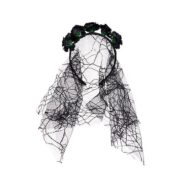 KICKS Beauty Flower Veil Headband Black