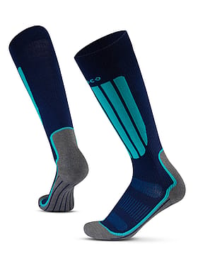 Gococo Compression Skiing Strømpe Navy/Dark Turquoise L (40-45 cm around calf)