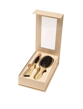 Lenoites Wild Boar Hair Brush with Cleaning Tool, Butter Yellow - Limited Edition