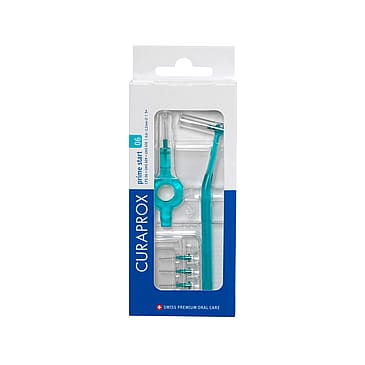 Curaprox Prime Start 5 stk mellemrumsbørster + 2 Håndtag Turkis/ 0,6 mm 5 stk
