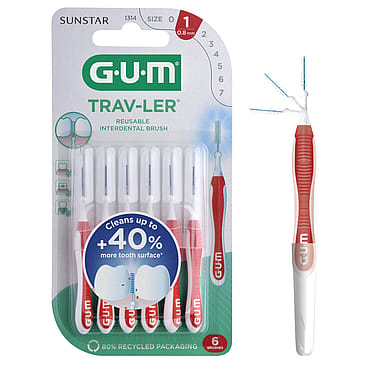 GUM TravLer Rød, 6 stk.