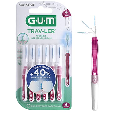 GUM TravLer Mørkerød, 6 stk.