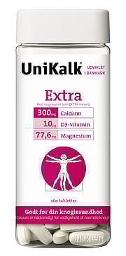 Unikalk Extra - Kalk 300 mg, Magnesium 77,6 µg og D-vitamin 10 µg 160 tabl