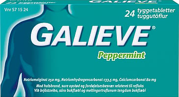 Galieve Peppermint, 250 mg/133,5 mg/80 mg, tyggetabletter 24 stk.