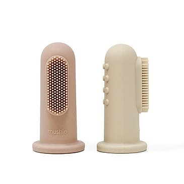 Mushie Finger Tandbørste Blush/Shifting Sand