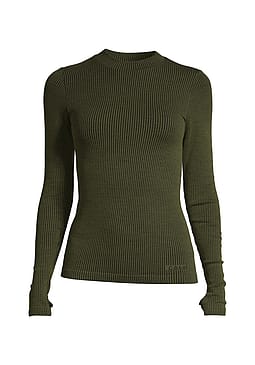 Casall Wool Rib Long Sleeve Black Green Rib M