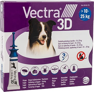 Vectra 3D Spot-on-opløsning til hunde 10-25 kg 10-25 kg 3 pak