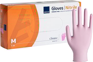 Abena Nitril Undersøgelseshandske Sentitiv Pink M Pudderfri