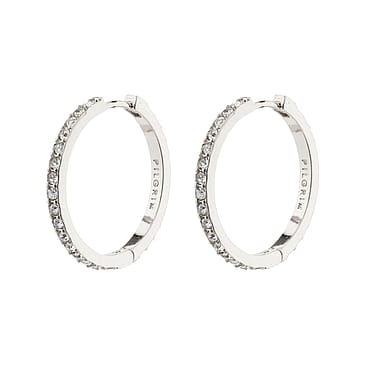 Pilgrim Ebna Crystal Hoops Sølvbelagt Large
