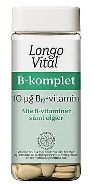 Longo Vital B-Vitamin -  B-komplet, alle B-vitaminer + Ølgær 180 stk