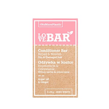 Love Bar Conditioner Bar Repair & Nourish Dry & Damaged Hair Argan Oil & Ginger 2 x 30 g