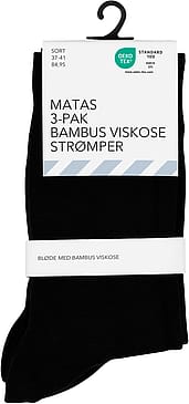 Matas Striber Bambus Viskose Strømper 3-pak Sort 37-41