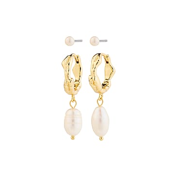 Pilgrim 2-i-1 Perleøreringe Jonne Guldbelagt