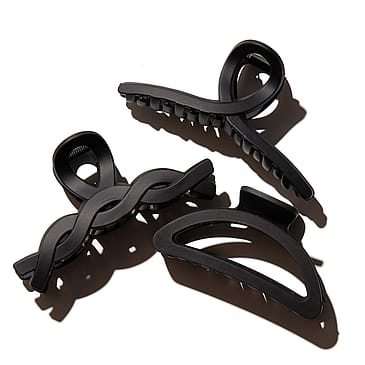 Hairlust Medium Elegant Claw Hair Clips 3 Pack Black