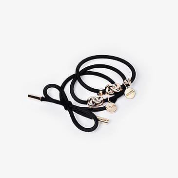 Corinne Hair Tie Metal Details 3-Pack Black