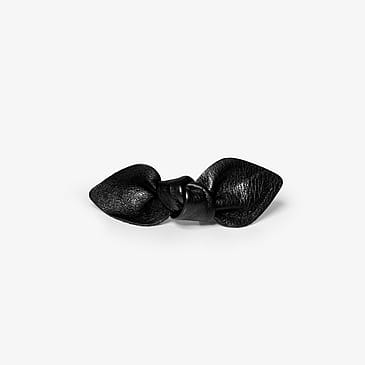 Corinne Leather Bow Small On Hair Clip Black