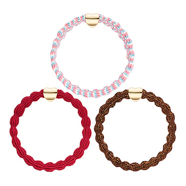 KICKS Beauty Heart Charm Hair Tie Brown Mix 3-P Brown Mix