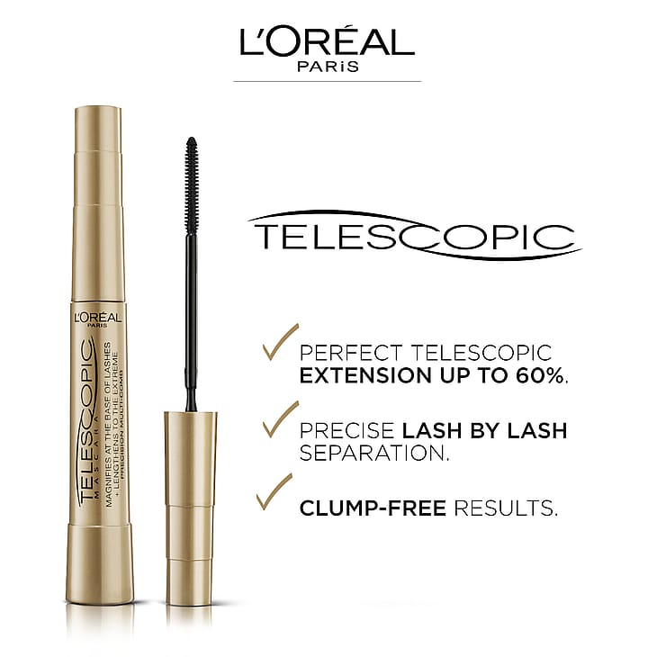 Mascara L'Oréal Téléscopique Noir 8ml - Allonge Intensément Les Cils, Scellé, Neuf