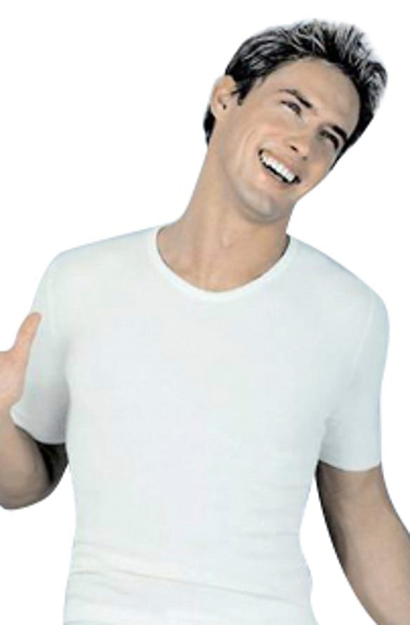 Peters Angora Herreundertrøje Korte Ærmer Natur L