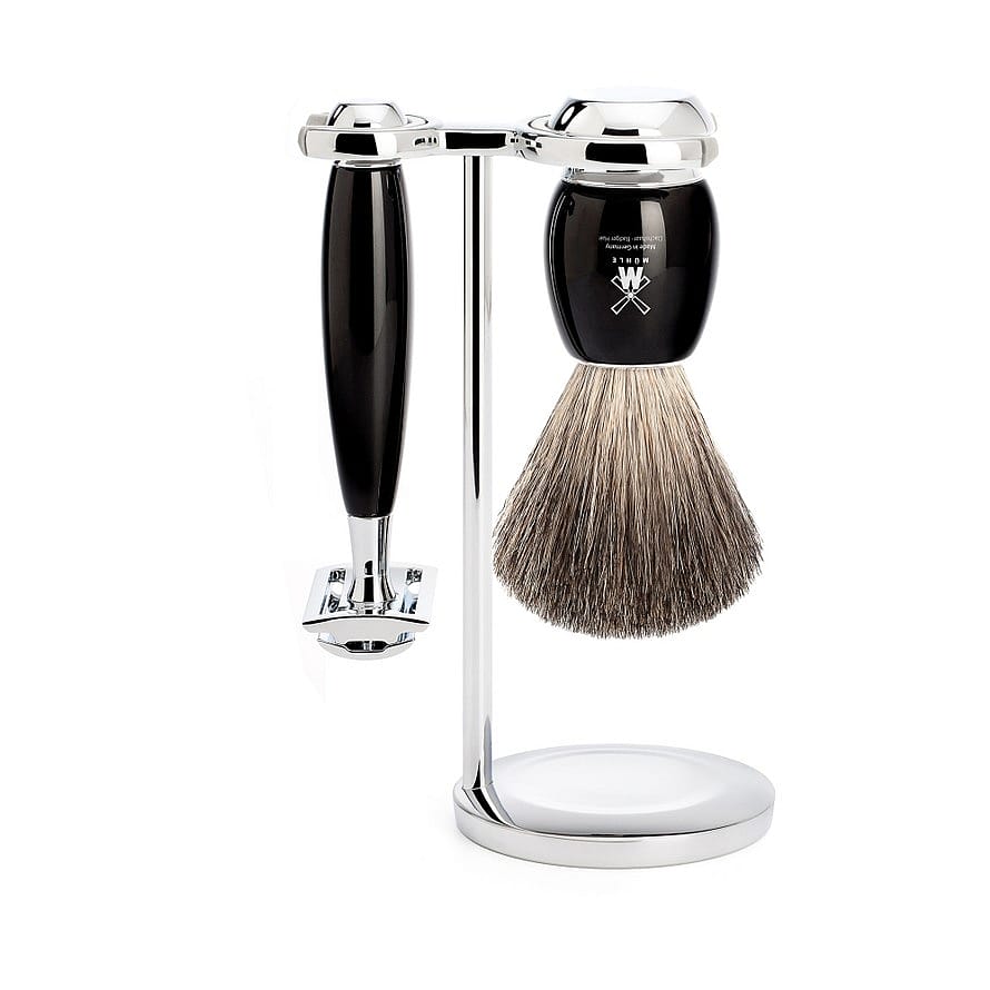 Mühle Shaving Barbersæt med tre dele, Vivo, Sort resin