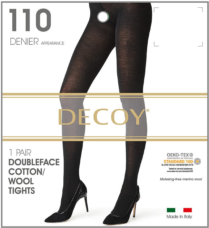 Decoy Doubleface wool tights Strømpebukser Sort 110 Den. S/M