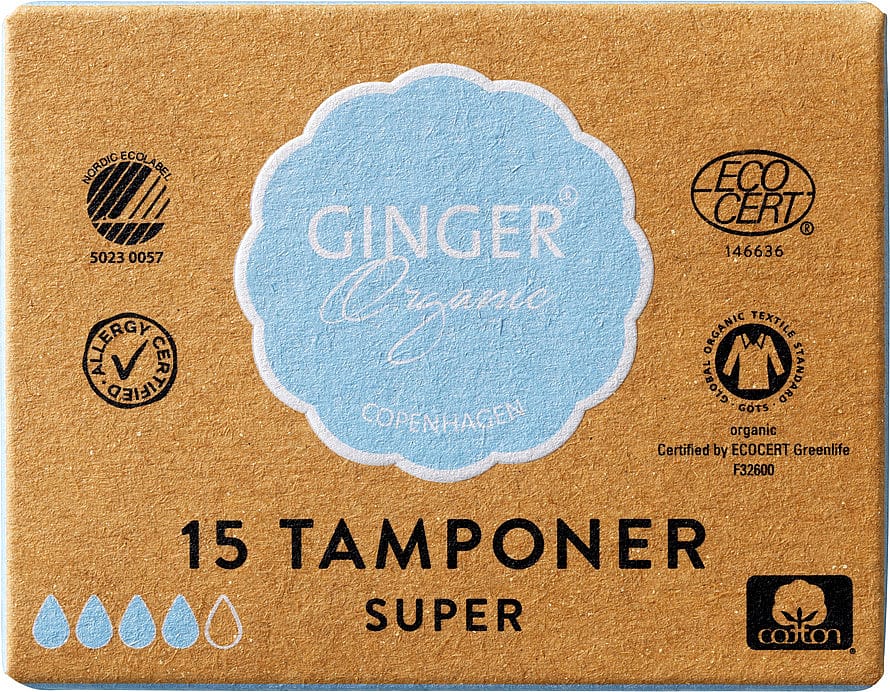 Ginger Organic Tampon u/indføring - Super 15 stk
