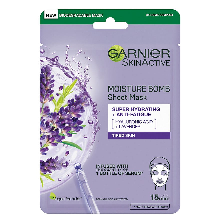 Garnier Skin Active Moisture Bomb Lavender Sheet Mask 1 stk.