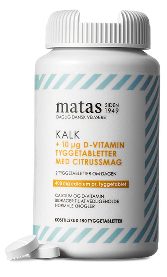 Matas Striber Kalk 400 mg + D-vitamin 10 µg 150 tyggetabl.
