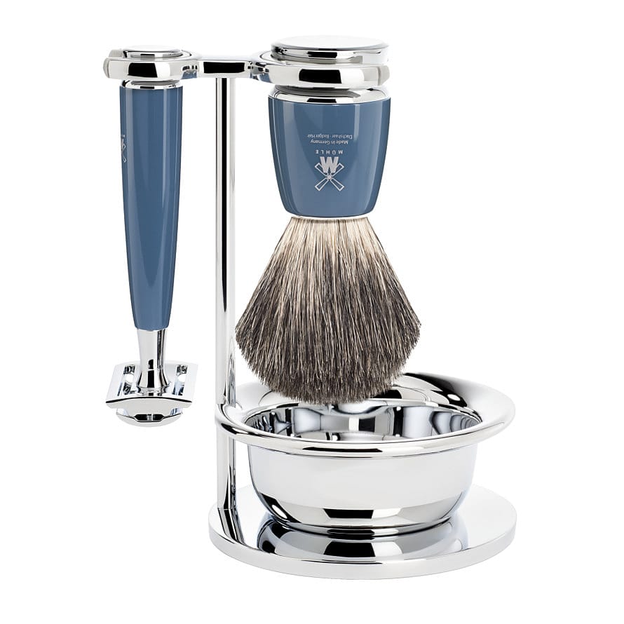 Mühle Shaving Barbersæt DE-Skraber Pure Petroleumsblå