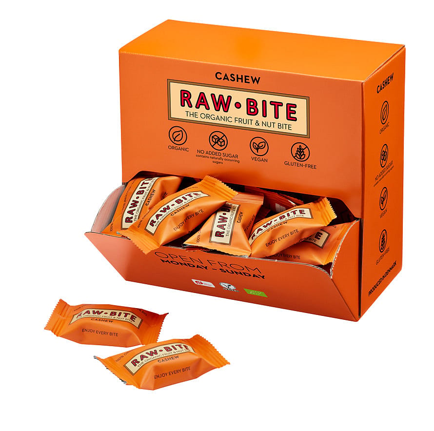 Rawbite Frugt- og nøddebar Glutenfri Ø Cashew / Snackbox