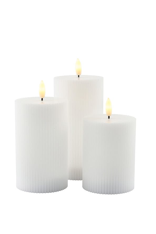 Sirius Smilla Sæt LED Stearinlys 3 stk. Ø7,5xH10/12,5/15cm Hvid
