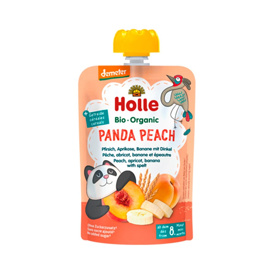 Holle Panda Peach Fersken Aprikos & Banan Spelt Grød 100 g