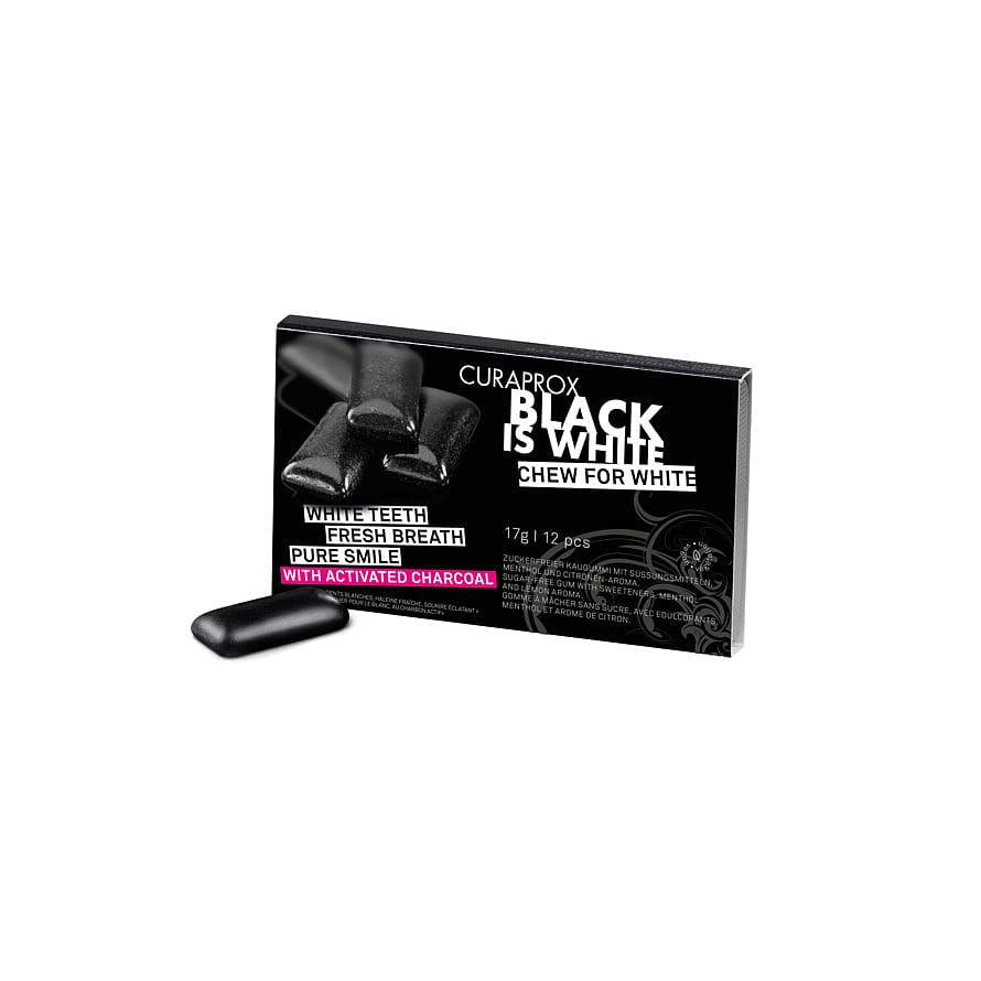 Curaprox Black Is White Whitening Tyggegummi med Aktivt Kul 1 pak