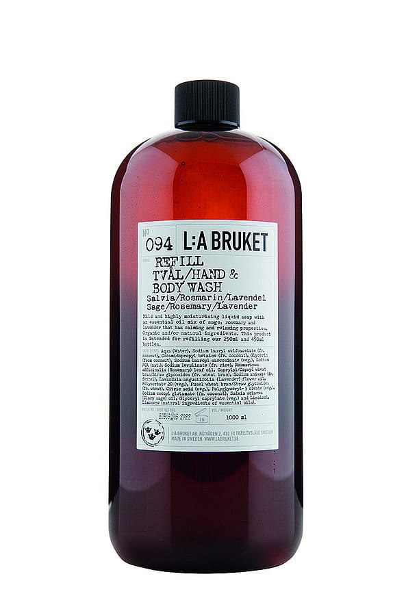L:A BRUKET 094 Hand & Body Wash Sage/Rosemary/Lavender Refill 1000 ml